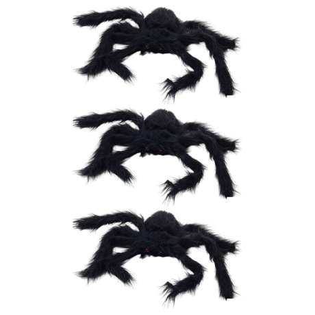 3x Fake Giant Spider 35x25cm Pack - Large Halloween Insect Prop (Party Decoration)