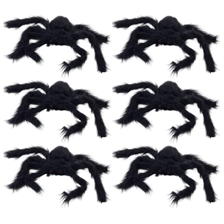6x Fake Giant Spider 35x25cm Bulk Pack - Large Halloween Insect Prop (Party Decoration)