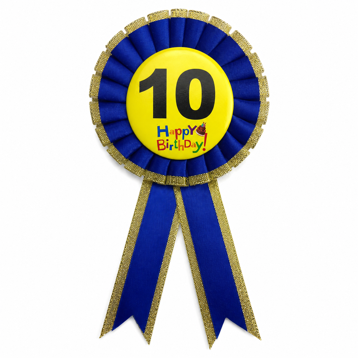 10th Birthday Blue Ribbon Badge Rosette - Childrens Award (Party Favour/Fancy Dress)