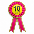 10th Birthday Pink Ribbon Badge Rosette - Childrens Award (Party Favour/Fancy Dress)