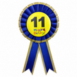 11th Birthday Blue Ribbon Badge Rosette - Childrens Award (Party Favour/Fancy Dress)