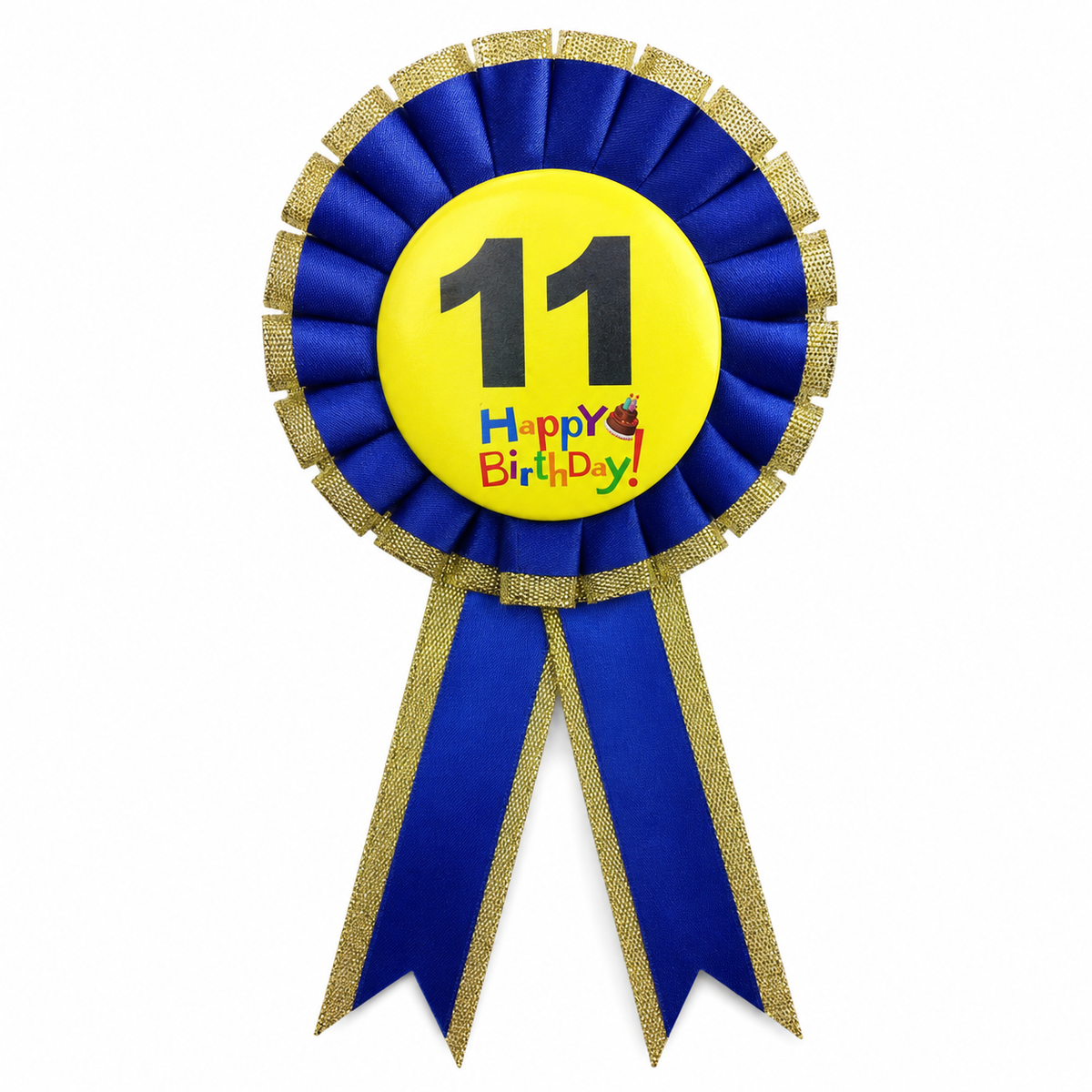 11th Birthday Blue Ribbon Badge Rosette - Childrens Award (Party Favour/Fancy Dress)