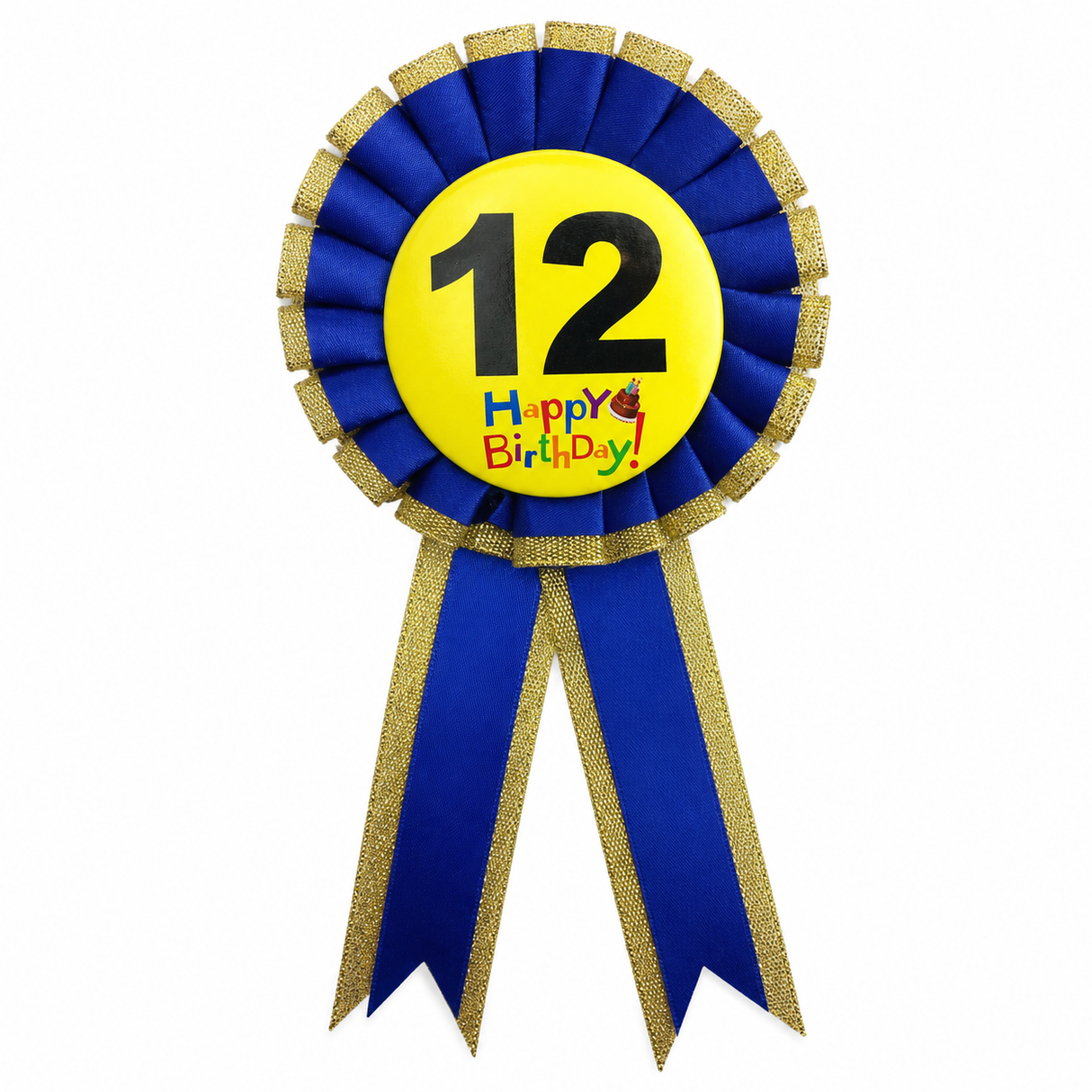 12th Birthday Blue Ribbon Badge Rosette - Childrens Award (Party Favour/Fancy Dress)