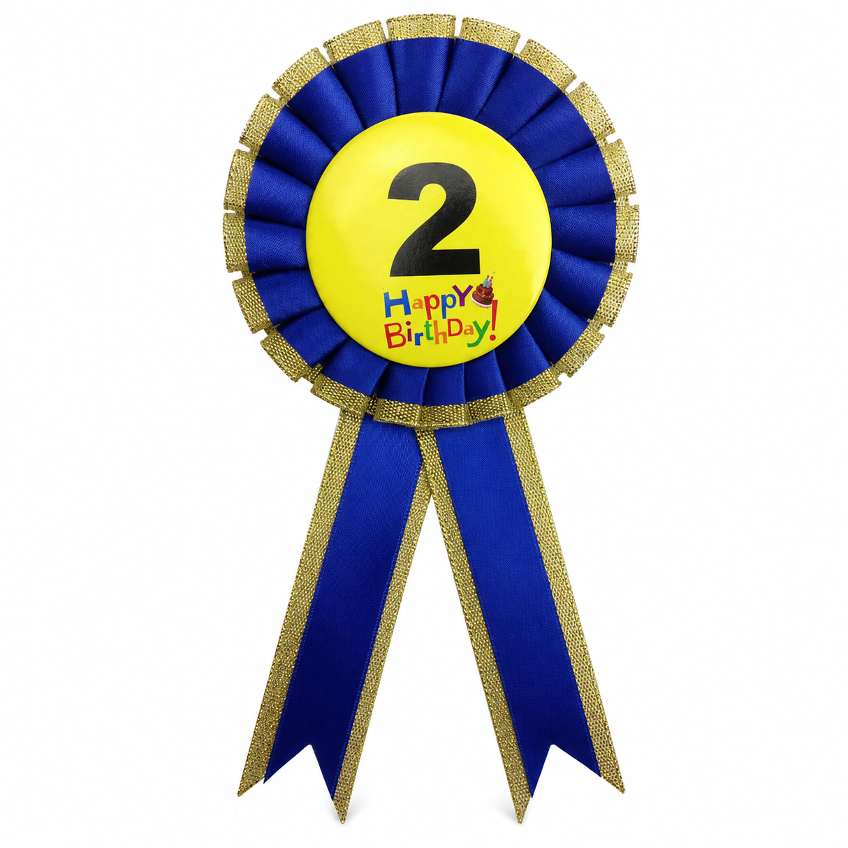 2nd Birthday Blue Ribbon Badge Rosette - Childrens Award (Party Favour/Fancy Dress)
