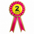 2nd Birthday Pink Ribbon Badge Rosette - Childrens Award (Party Favour/Fancy Dress)