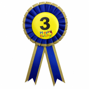 3rd Birthday Blue Ribbon Badge Rosette - Childrens Award (Party Favour/Fancy Dress)