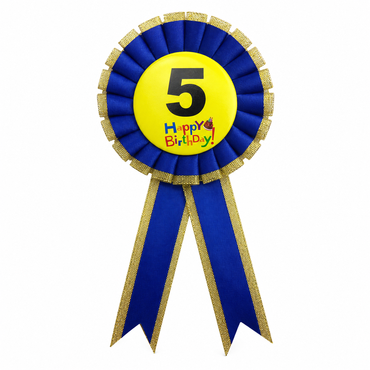5th Birthday Blue Ribbon Badge Rosette - Childrens Award (Party Favour/Fancy Dress)