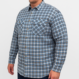 Mens Plus Size 100% Cotton Flannelette Long Sleeve Shirt - Blue - 5XL (Big & Tall)