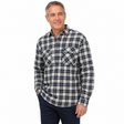 Jacksmith Mens 100% Cotton Long Sleeve Flannelette Pullover Shirt - Navy/Beige Check (Half Placket)