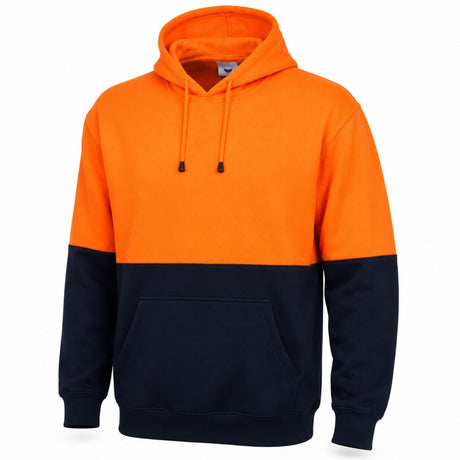 HI VIS Polar Fleece Hoodie Jumper - Orange (High Visibility Safety Workwear Jacket)