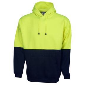 HI VIS Polar Fleece Hoodie Jumper - High Visibility Safety Workwear Jacket - Yellow
