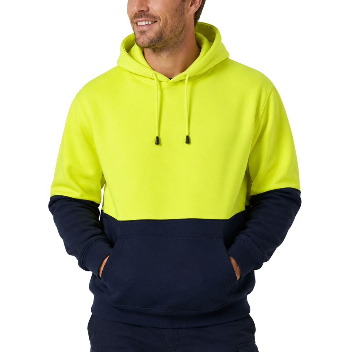 HI VIS Polar Fleece Hoodie Jumper - Yellow (High Visibility Safety Workwear Jacket)