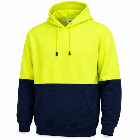 HI VIS Polar Fleece Hoodie Jumper - Yellow (High Visibility Safety Workwear Jacket)