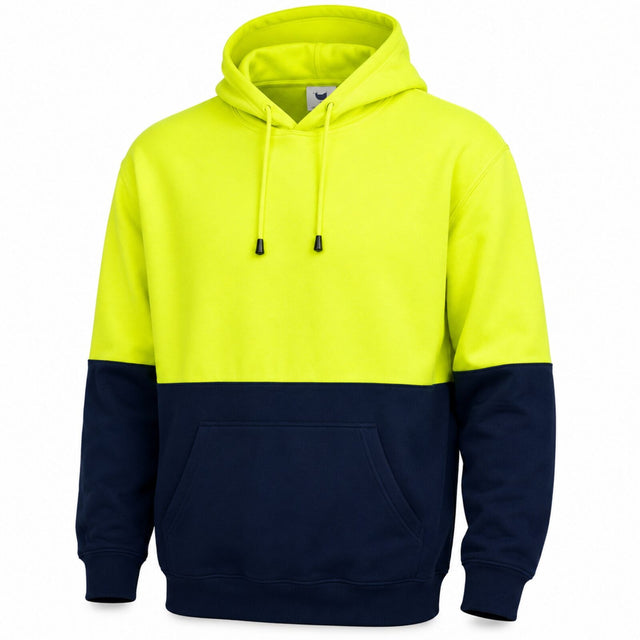 HI VIS Polar Fleece Hoodie Jumper - Yellow (High Visibility Safety Workwear Jacket)