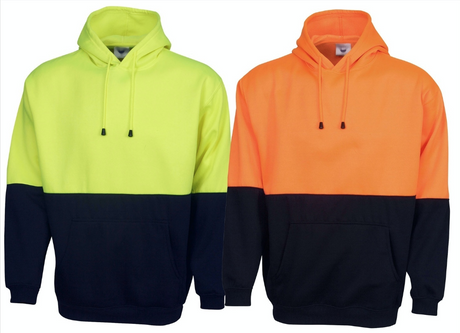 HI VIS POLAR FLEECE HOODIE Jumper Safety Workwear Fleecy Jacket Unisex - Orange