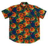 Mens HAWAIIAN SHIRT Beach 100% VISCOSE Surf Floral Party Short Sleeve - Navy - S