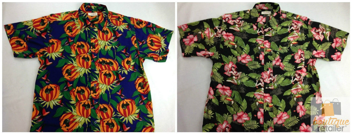 Mens HAWAIIAN SHIRT Beach 100% VISCOSE Surf Floral Party Short Sleeve S-XXL - Black