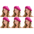 6x Pink French Beret Hat Bulk Pack - Unisex Warm Winter Cap