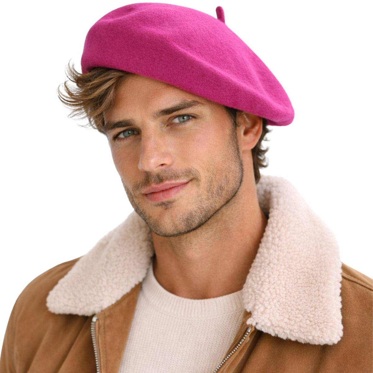 Pink French Beret Hat - Unisex Warm Winter Cap
