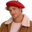 Unisex French Beret Hat Military Army Style Beanie Winter Warm Cap  - Red