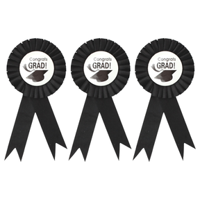 3x Graduation Ribbon Badge Rosette Pack - University Award (Party Favour)