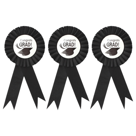 3x Graduation Ribbon Badge Rosette Pack - University Award (Party Favour)
