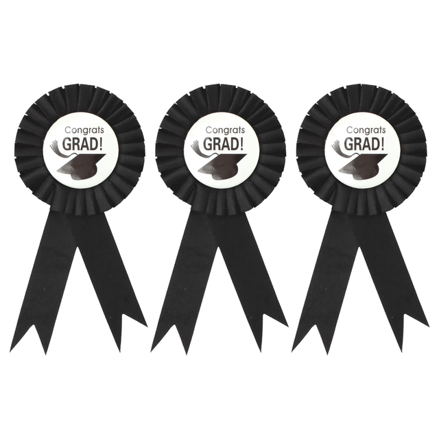3x Graduation Ribbon Badge Rosette Pack - University Award (Party Favour)