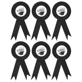6x Graduation Ribbon Badge Rosette Bulk Pack - University Award (Party Favour)