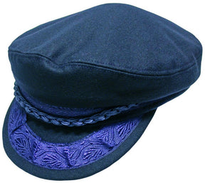 Navy Blue Greek Fisherman Cap - Classic Winter Wool Blend Sailor Hat (Made in Greece)
