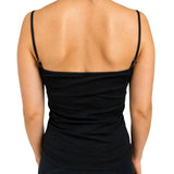 Womens 100% Cotton Camisole Top - Black (Basic Singlet Tank Top w/ Strap)