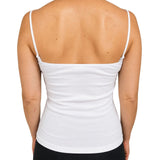 Womens 100% Cotton Camisole Top - Natural (Basic Singlet Tank Top w/ Strap)