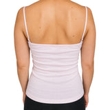Womens 100% Cotton Camisole Top - Pink (Basic Singlet Tank Top w/ Strap)
