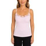 Womens Camisole Top 100% Cotton Cami Strap Singlet Basic Tank Shirt - Pink - 20-22