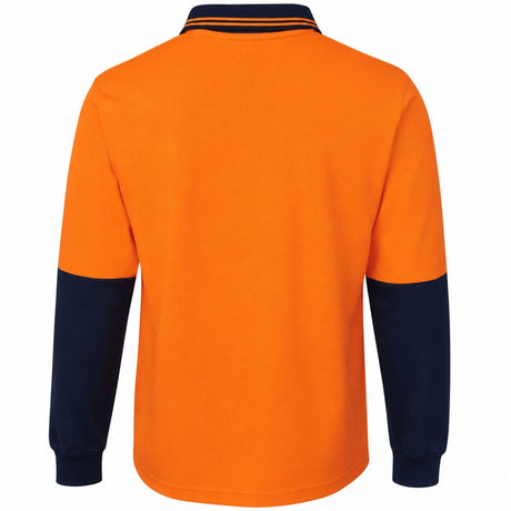 HI VIS Long Sleeve Polo Shirt - Orange (High Visibility Fluro Safety Workwear)