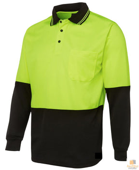 HI VIS Long Sleeve Polo Shirt - Yellow (High Visibility Fluro Safety Workwear)