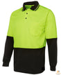 HI VIS Long Sleeve Polo Shirt - Yellow (High Visibility Fluro Safety Workwear)