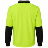 HI VIS Long Sleeve Polo Shirt - Yellow (High Visibility Fluro Safety Workwear)