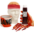 3pc Halloween Costume Set Zombie Brain Skull Cap + Fake Blood Gel & Danger Tape 