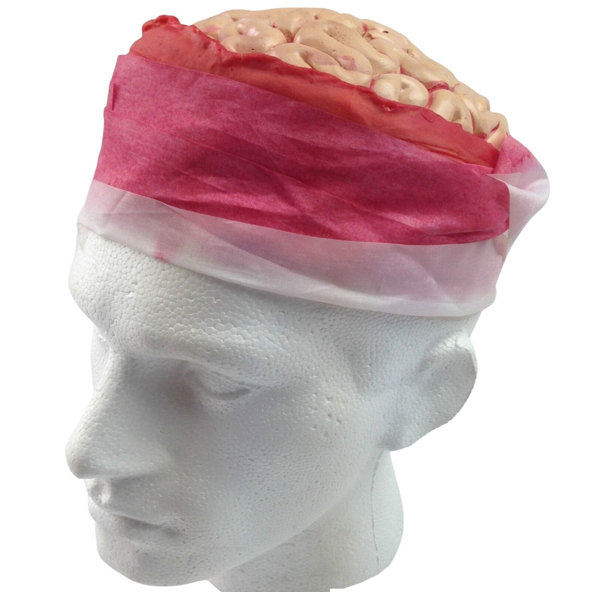 3pc Halloween Costume Set Zombie Brain Skull Cap + Fake Blood Gel & Danger Tape 