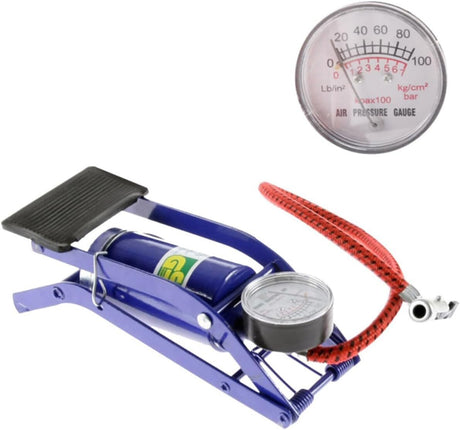 3x High Pressure Foot Air Pump with Gauge Pack (Tyre, Air Bed, Bike & Ball Inflator)