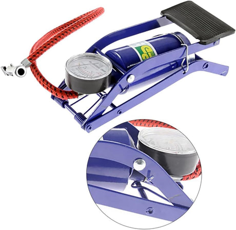 3x High Pressure Foot Air Pump with Gauge Pack (Tyre, Air Bed, Bike & Ball Inflator)