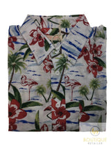 Mens Oahu Hawaiian Party Shirt Button Hippie Tops Short Sleeve Beach Holiday - Flamingo Feeding (1421)