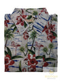 Mens Oahu Hawaiian Party Shirt Button Hippie Tops Short Sleeve Beach Holiday - Flamingo Feeding (1421)