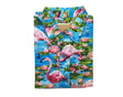 Mens Oahu Hawaiian Party Shirt Button Hippie Tops Short Sleeve Beach Holiday - Blue/Pink Flamingo (0499) - M