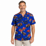 Mens Oahu Hawaiian Short Sleeve Shirt - Vintage Car (Button Up Beach Holiday Party Top)