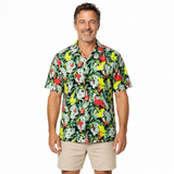 Mens Oahu Hawaiian Party Shirt Button Hippie Tops Short Sleeve Beach Holiday - Water Colour (0503) - XL