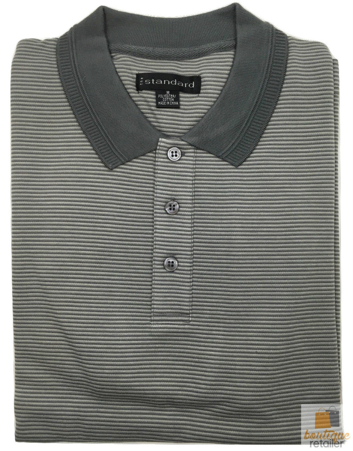 Short Sleeve Polo Shirt Top Short Sleeve Quality Loose Fit Adults Striped HZ92I - Navy/Storm