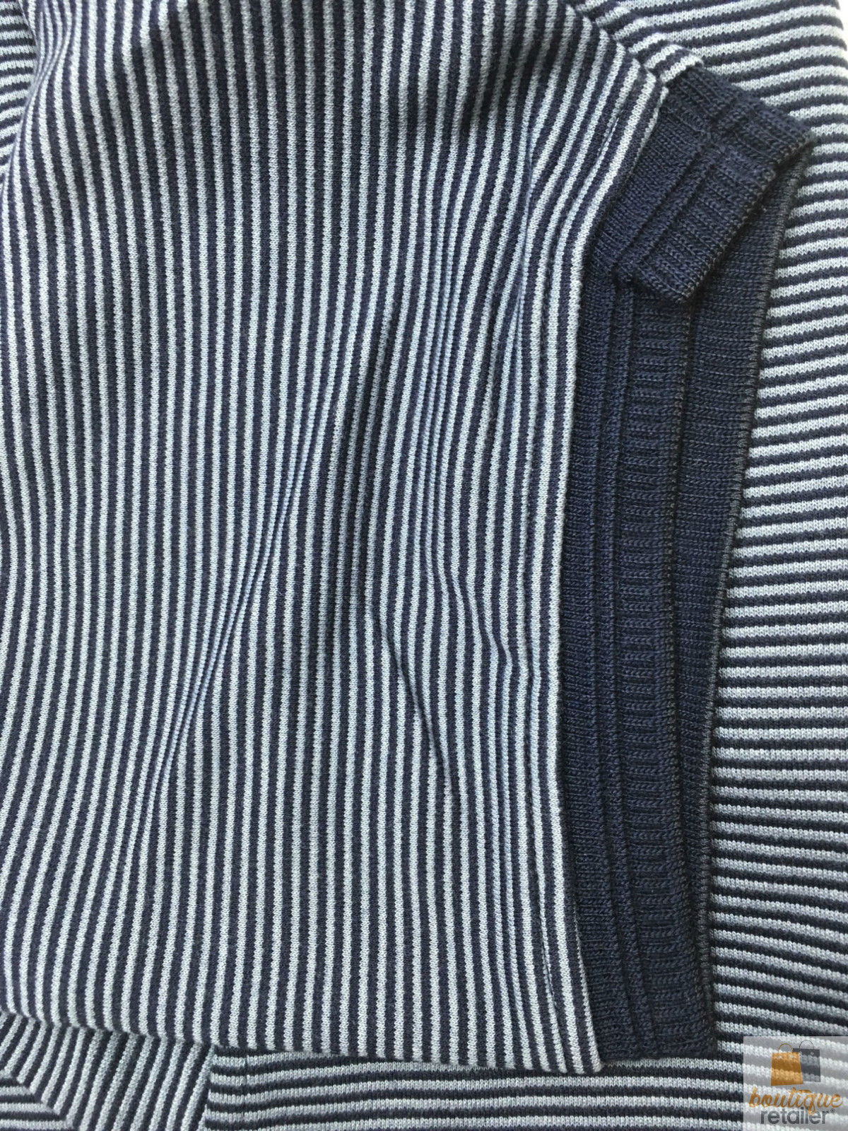 Short Sleeve Polo Shirt Top Short Sleeve Quality Loose Fit Adults Striped - Navy/Storm - M