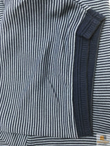 Short Sleeve Polo Shirt Top Short Sleeve Quality Loose Fit Adults Striped - Navy/Storm - M