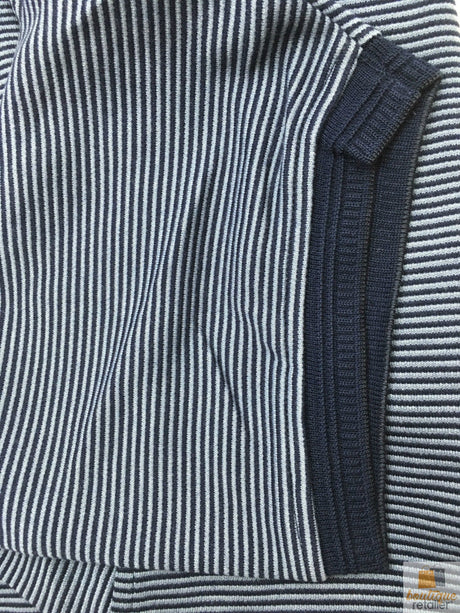 Short Sleeve Polo Shirt Top Short Sleeve Quality Loose Fit Adults Striped - Navy/Storm - M